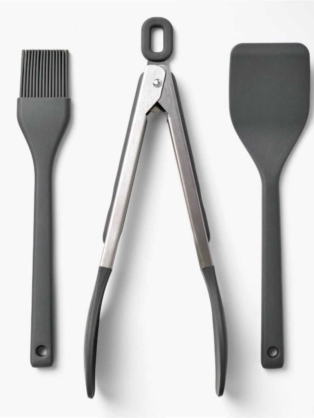 Figment Gray Silicone  Tongs and Utensil Set - NWT